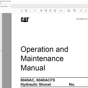 Cat 6040AC, 6040ACFS Hydraulic Excavator Operation and Maintenance Manual BI651376 -  PDF DOWNLOAD