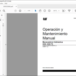 Cat 6060, 6060 FS Escavadeira Hidráulica Operación y Mantenimiento Manual - PDF DOWNLOAD (Guarani)