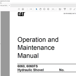 Cat 6060, 6060 FS Hydraulic Shovel Operation and Maintenance Manual BI651382  - PDF DOWNLOAD