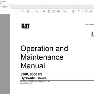 Cat 6060, 6060 FS Hydraulic Shovel Operation and Maintenance Manual EM024061 - PDF DOWNLOAD