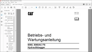 Cat 6060, 6060AC FS Hydraulikbagger Betriebs- und Wartungsanleitung BI017764 - PDF DOWNLOAD (German)