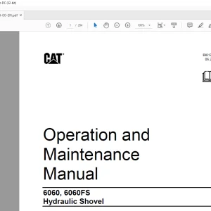 Cat 6060, 6060FS Hydraulic Shovel Operation and Maintenance Manual BI017744  - PDF DOWNLOAD