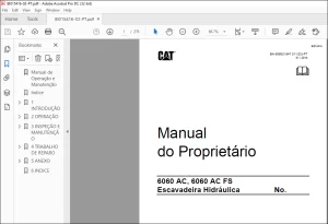 Cat 6060 AC, 6060 AC FS Escavadeira Hidráulica Manual do Proprietário BI015416 - PDF DOWNLOAD (Portuguese)