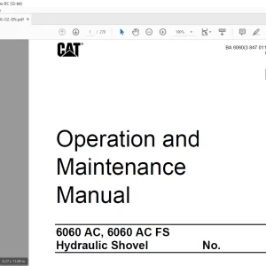 Cat 6060 AC, 6060 AC FS Hydraulic Shovel Operation and Maintenance Manual BI015416 -  PDF DOWNLOAD