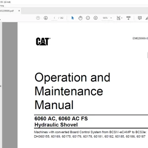 Cat 6060 AC  6060 AC FS Hydraulic Shovel Operation and Maintenance Manual EM029999  - PDF DOWNLOAD