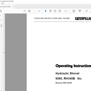 Cat 6060 RH340B Hydraulic Shovel Operation Instructions Maintenance Manual BI651392  -  PDF DOWNLOAD