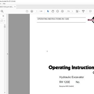 Cat Bucyrus 120E Hydraulic Excavator OPERATING INSTRUCTIONS MANUAL BI651400  - PDF DOWNLOAD