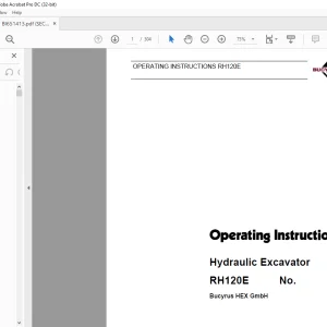 Cat Bucyrus 120E Hydraulic Excavator OPERATING INSTRUCTIONS MANUAL BI651413  - PDF DOWNLOAD