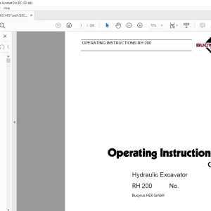 Cat Bucyrus 200 Hydraulic Excavator Operating Instructions Manual BI651457-  PDF DOWNLOAD