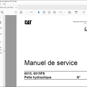Cat Bucyrus 6015 6015FS Pelle hydraulique Manuel de service BI651581 -  PDF DOWNLOAD (French)