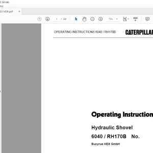 Cat Bucyrus 6040  RH170B Hydraulic Excavator Operating Instructions Manual BI651404  -  PDF DOWNLOAD