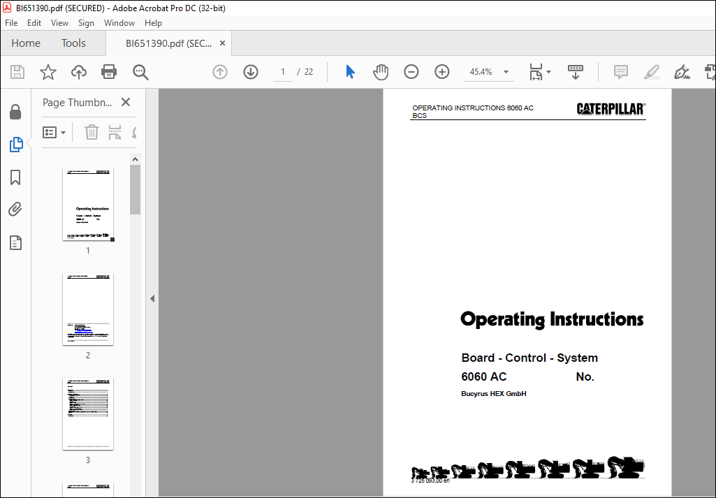 Cat Bucyrus 6060 AC Board - Control - System OPERATING INSTRUCTIONS ...