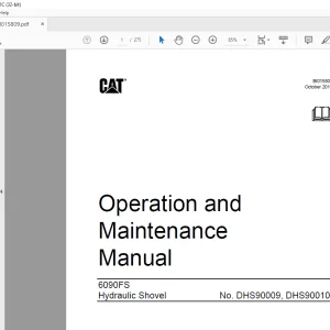 Cat Bucyrus 6090FS Hydraulic Shovel Operation and Maintenance Manual BI015809  - PDF DOWNLOAD