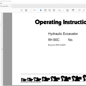 Cat Bucyrus 90C Hydraulic Excavator Operating Instructions Manual -  PDF DOWNLOAD
