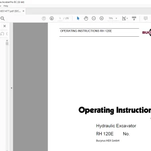 Cat Bucyrus Hydraulic Excavator RH 120E OPERATING INSTRUCTIONS MANUAL BI651477 - PDF DOWNLOAD