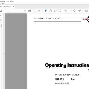 Cat Bucyrus Hydraulic Excavator RH 170 Operating Instructions Manual - PDF DOWNLOAD