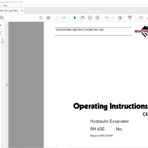 Cat Bucyrus Hydraulic Excavator RH 40E Operating Instructions Manual BI651491  - PDF DOWNLOAD