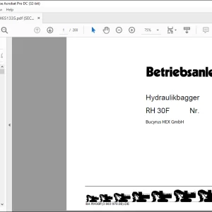 Cat Bucyrus Hydraulikbagger RH 30F BETRIEBSANLEITUNG BI651335 - PDF DOWNLOAD (German)