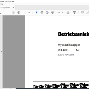 Cat Bucyrus Hydraulikbagger RH 40E BETRIEBSANLEITUNG - PDF DOWNLOAD (GERMAN)