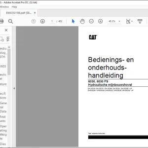 Cat Bucyrus Hydraulische mijnbouwshovel 6030, 6030 FS Bedienings- en onderhoudshandleiding EM030198 - PDF DOWNLOAD (Dutch)