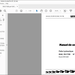 Cat Bucyrus Pelle hydraulique 6040 RH170B MANUEL DE SERVICE BI651588 -  PDF DOWNLOAD (French)
