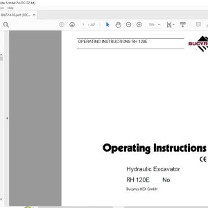 Cat Bucyrus RH 120E Hydraulic Excavator OPERATING INSTRUCTIONS MANUAL BI651438  - PDF DOWNLOAD