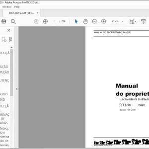 Cat Bucyrus RH 120E MANUAL DO PROPRIETÁRIO BI651619  - PDF DOWNLOAD (PORTUGUESE)