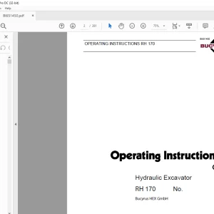 Cat Bucyrus RH 170 Hydraulic Excavator OPERATING INSTRUCTIONS MANUAL BI651450 - PDF DOWNLOAD