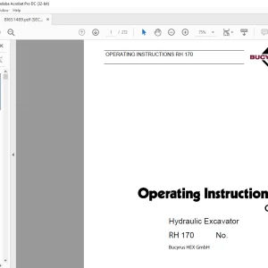 Cat Bucyrus RH 170 Hydraulic Excavator OPERATING INSTRUCTIONS MANUAL BI651489  - PDF DOWNLOAD