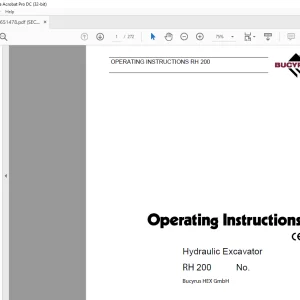 Cat Bucyrus RH 200 Hydraulic Excavator OPERATING INSTRUCTIONS MANUAL BI651478 -  PDF DOWNLOAD