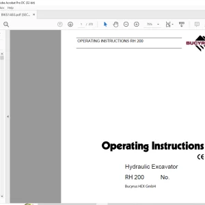 Cat Bucyrus RH 200 Hydraulic Excavator OPERATING INSTRUCTIONS MANUAL BI651483 - PDF DOWNLOAD