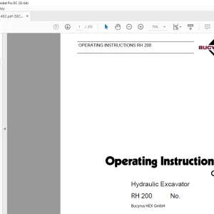 Cat Bucyrus RH 200 Hydraulic Excavator Operating Instructions Manual BI651482 - PDF DOWNLOAD