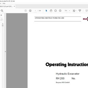 Cat Bucyrus RH 200 Hydraulic Shovel OPERATING INSTRUCTIONS MANUAL BI651520  - PDF DOWNLOAD