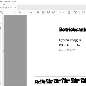 Cat Bucyrus RH 30E Hydraulische Schaufel BETRIEBSANLEITUNG BI651360 -  PDF DOWNLOAD (German)