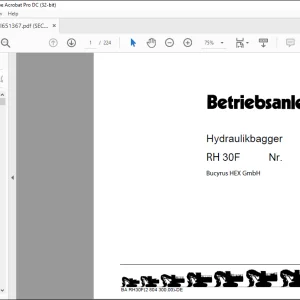 Cat Bucyrus RH 30F BETRIEBSANLEITUNG BI651367 - PDF DOWNLOAD (German)