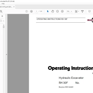 Cat Bucyrus RH 30F Hydraulic Excavator OPERATING INSTRUCTIONS MANUAL BI651479 - PDF DOWNLOAD