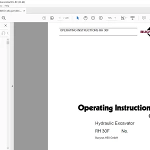 Cat Bucyrus RH 30F Hydraulic Excavator OPERATING INSTRUCTIONS MANUAL BI651484 - PDF DOWNLOAD