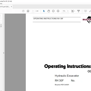 Cat Bucyrus RH 30F Hydraulic Excavator Operating Instructions Manual BI651475 -  PDF DOWNLOAD