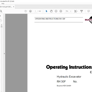 Cat Bucyrus RH 30F Hydraulic Excavator Operating Instructions Manual BI651530  -PDF DOWNLOAD