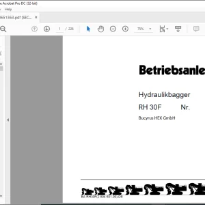 Cat Bucyrus RH 30F Hydraulische Schaufel BETRIEBSANLEITUNG - PDF DOWNLOAD (German)