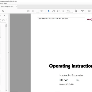 Cat Bucyrus RH 340 Hydraulic Excavator OPERATING INSTRUCTIONS MANUAL BI651469 - PDF DOWNLOAD