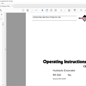 Cat Bucyrus RH 340 Hydraulic Excavator OPERATING INSTRUCTIONS MANUAL BI651488  - PDF DOWNLOAD
