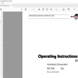 Cat Bucyrus RH 340 Hydraulic Excavator Operating Instructions Manual BI651499 - PDF DOWNLOAD