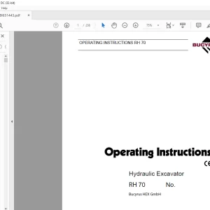 Cat Bucyrus RH 70 Hydraulic Excavator OPERATING INSTRUCTIONS MANUAL - PDF DOWNLOAD