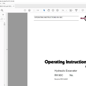 Cat Bucyrus RH 90C Hydraulic Excavator OPERATING INSTRUCTIONS MANUAL BI651452 - PDF DOWNLOAD