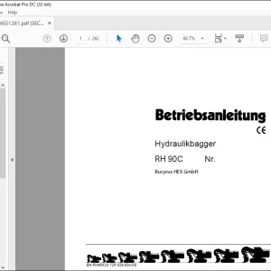 Cat Bucyrus RH 90C Hydraulikbagger BETRIEBSANLEITUNG - PDF DOWNLOAD (German)