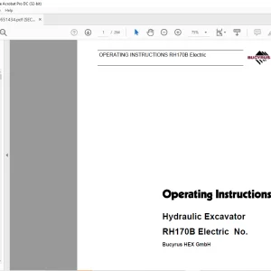 Cat Bucyrus RH170B Electric Hydraulic Excavator Operating Instructions Manual BI651434 - PDF DOWNLOAD