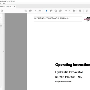 Cat Bucyrus RH200 Electric Hydraulic Excavator OPERATING INSTRUCTIONS MANUAL BI651411 - PDF DOWNLOAD
