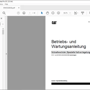 Cat Bucyrus Schnellwechsler (Spezielle Keilverriegelung) Betriebs- und Wartungsanleitung EM030658  - PDF DOWNLOAD (German)
