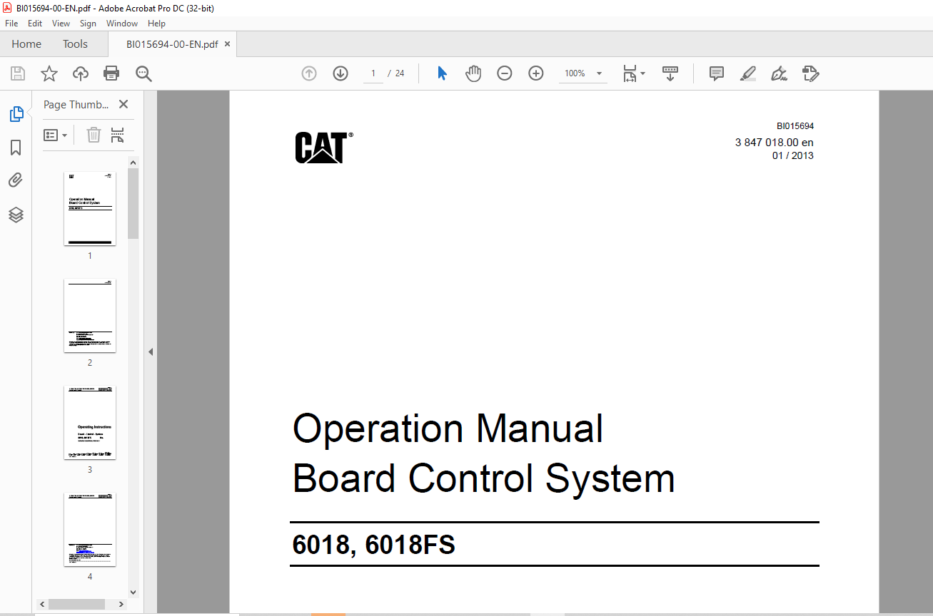 Cat Hydraulic Shovel 6018 6018FS Board Control System Operation Manual ...